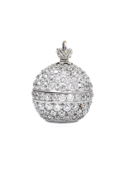 Antique Platinum 7.50 CTW Diamond Onyx Orb Watch Brooch