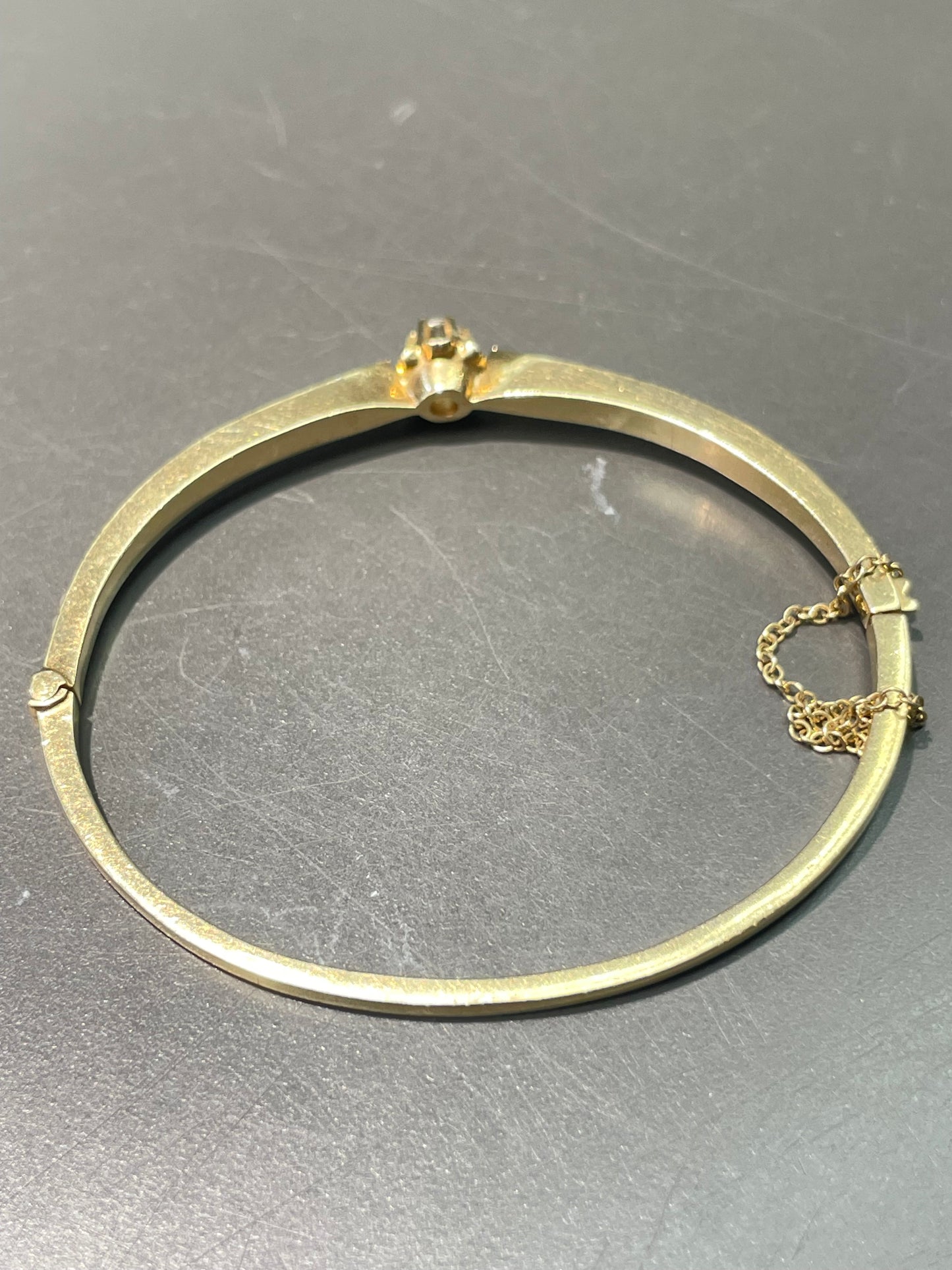 Vintage 14K Gold 0.25 CTW Diamond Seed Pearl Bangle