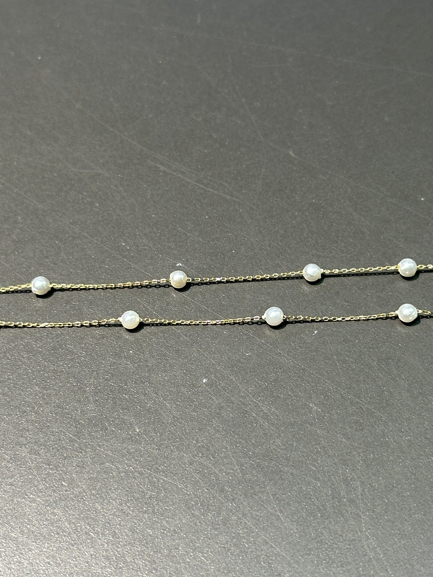 14K Yellow Gold 2.5 mm Akoya Pearl Station Necklace