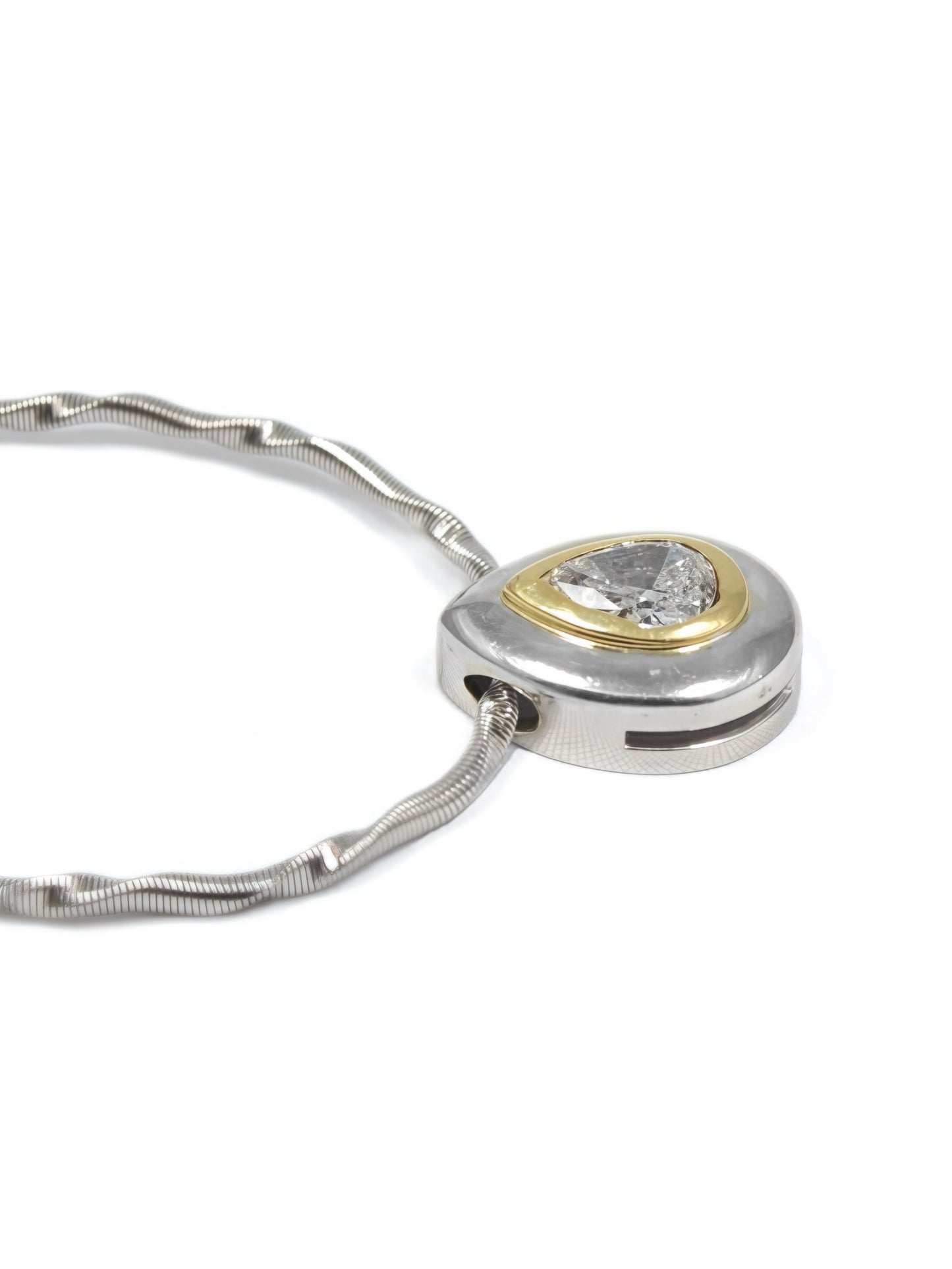 14K Gold 1.05 CTW Pear Shaped Diamond Collar Necklace