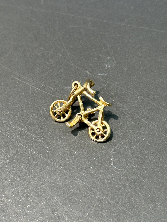 复古 14K 金铰接式自行车吊饰