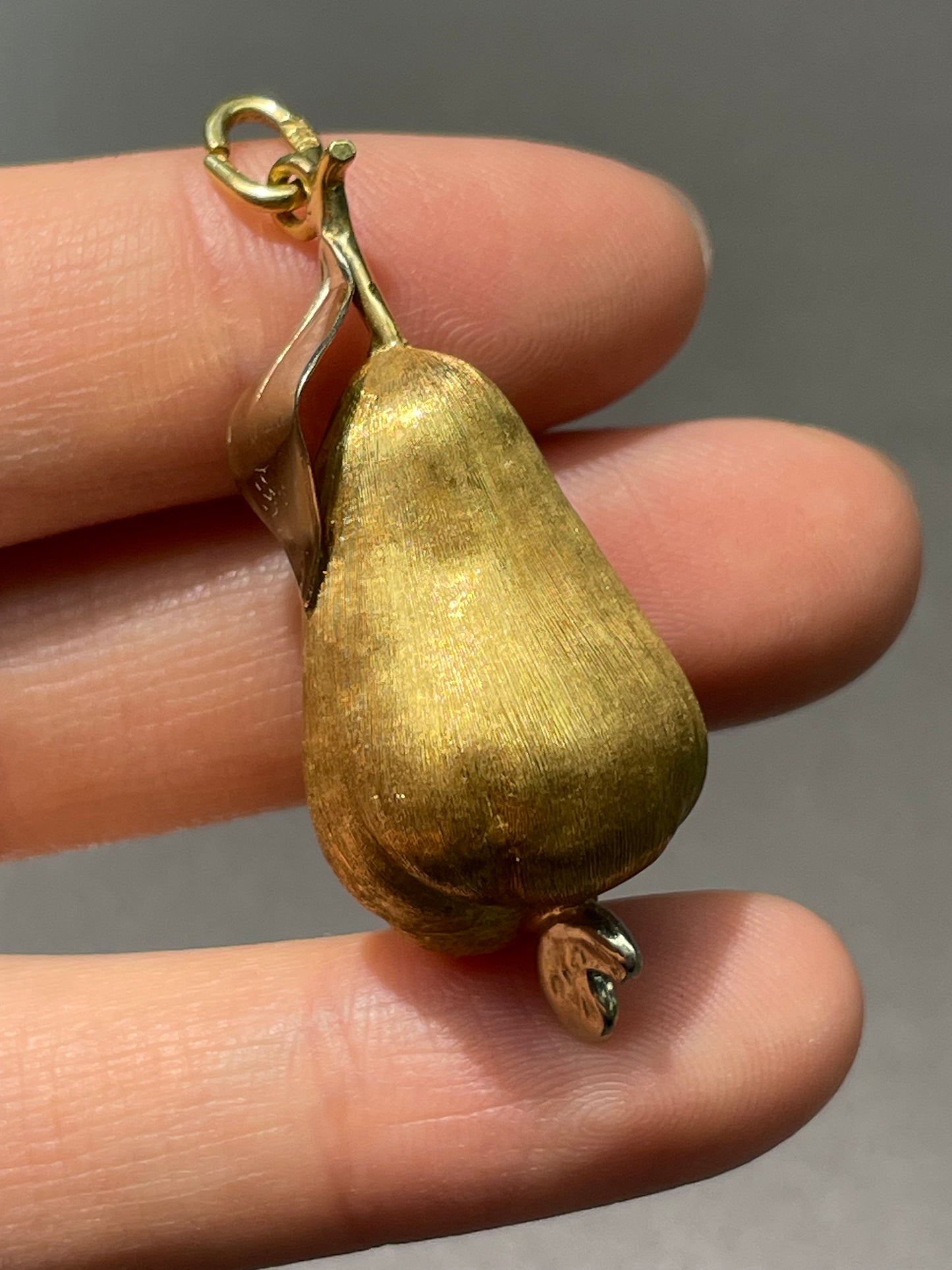 复古 18K 双色金大号梨形吊坠