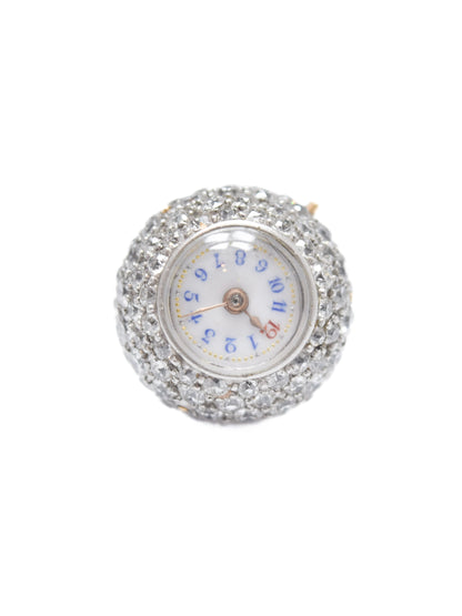 Antique Platinum 7.50 CTW Diamond Onyx Orb Watch Brooch