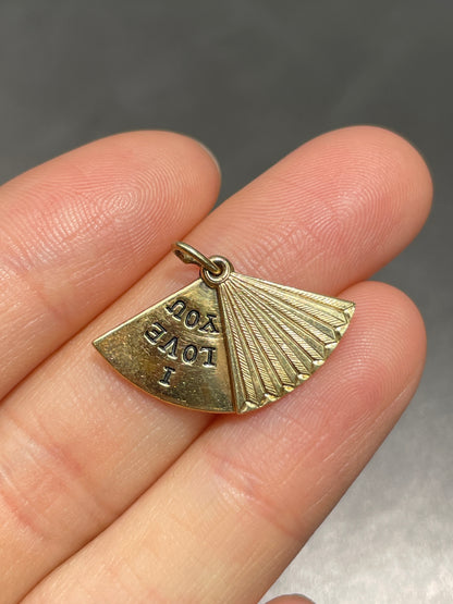 Vintage 14K Gold “I Love You” Fan Charm