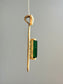 18K Gold Elongated Green Tourmaline Diamond Pendant