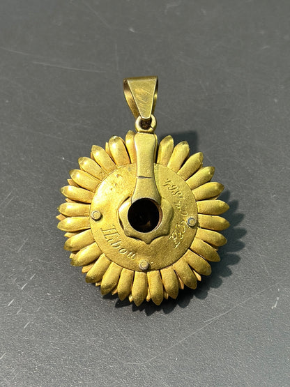 维多利亚 18K 金紫水晶白色珐琅雏菊吊坠