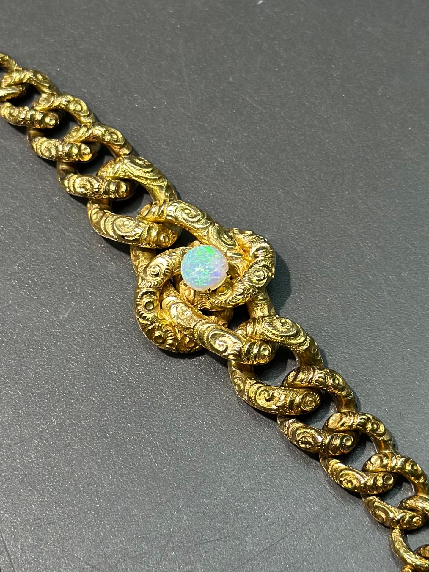 Victorian 14K Gold Opal Love Knot Bracelet