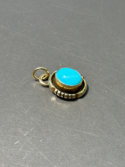 14K Gold Natural Sleeping Turquoise Charm