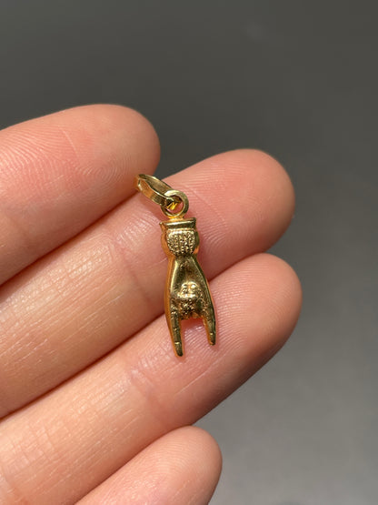 Vintage 18K Gold Rock and Roll Hand Charm