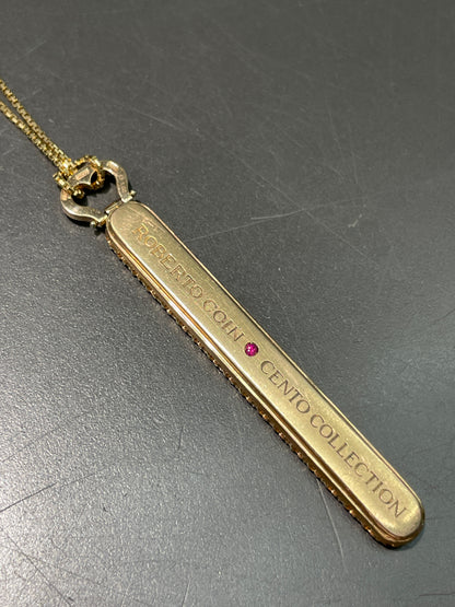 18K Gold Roberto Coin Cento Diamond Bar Pendant Necklace