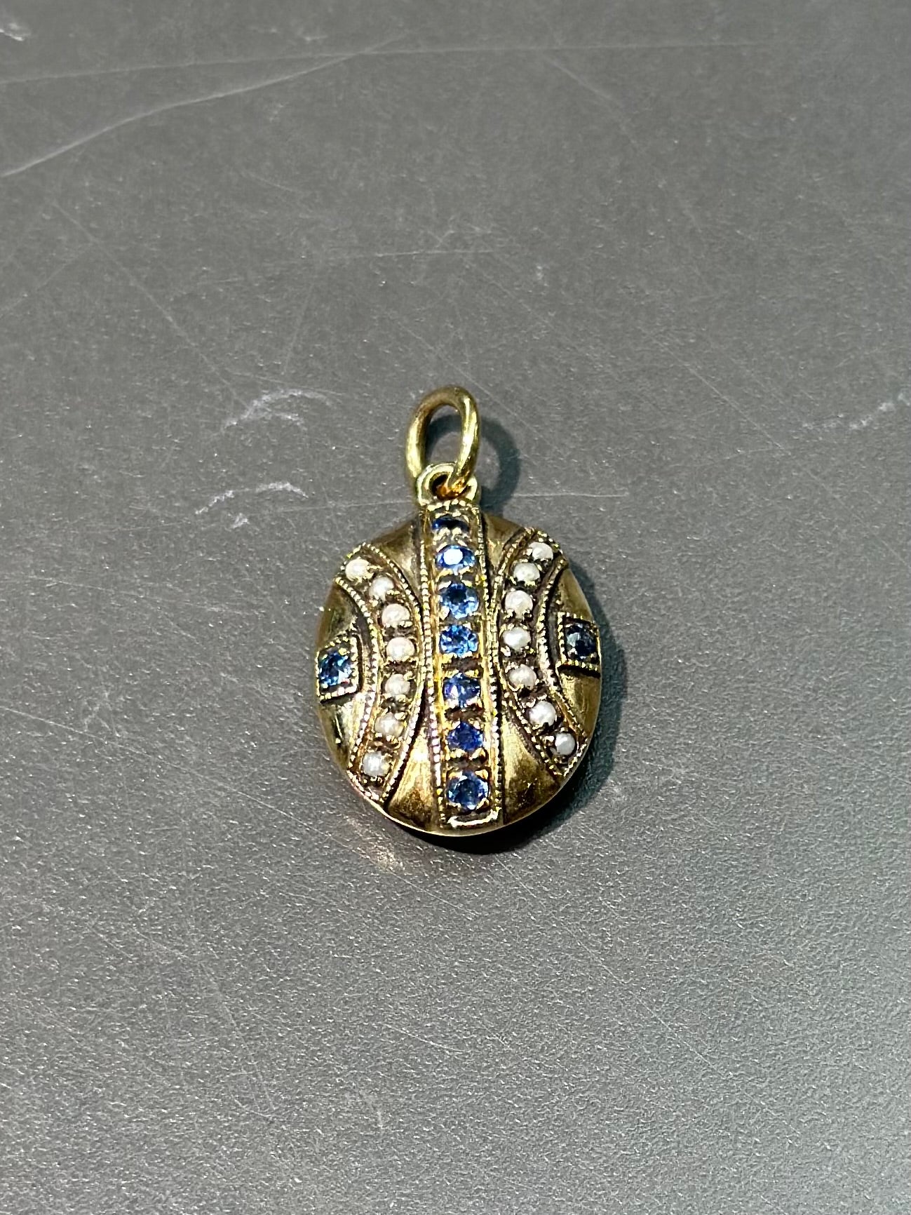 [ON RESERVE] Victorian 14K Gold Sapphire and Pearl Pendant