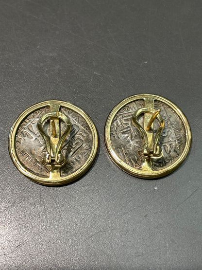 Vintage 18K Yellow Gold Bezel Ancient Roman Coin Earring