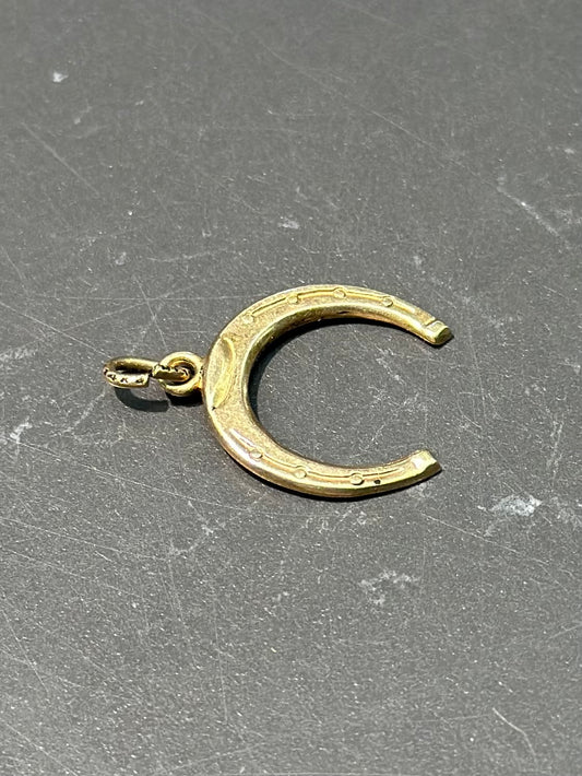 Vintage 14K Yellow Gold Horse Shoe Charm Pendant