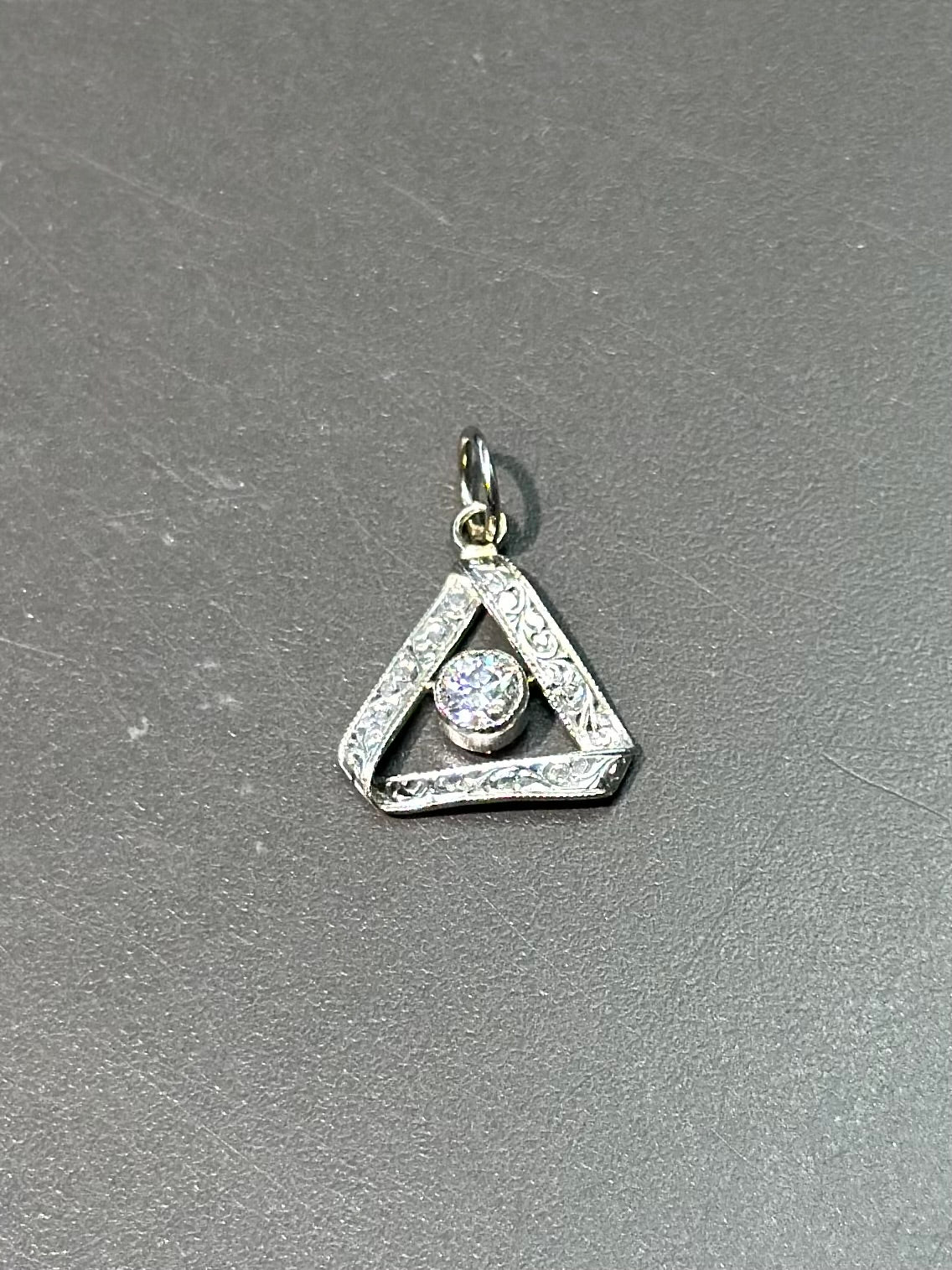 Art Deco Platinum Diamond Triangular Charm