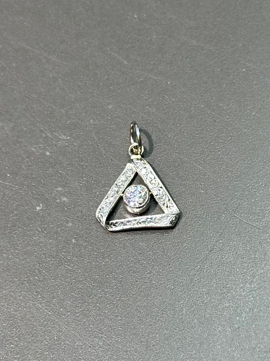 Art Deco Platinum Diamond Triangular Charm