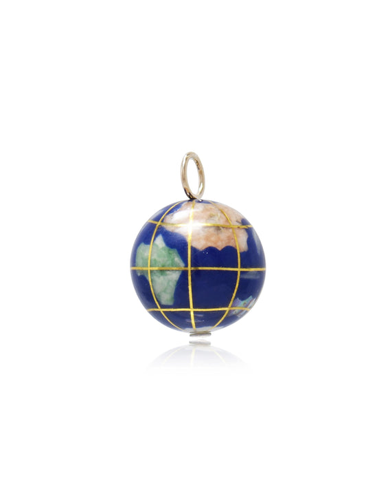 Vintage 14K Gold Hard-Stone Globe Charm