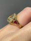 18K Yellow Gold Diamond Sapphire Ruby Floating Heart Ring