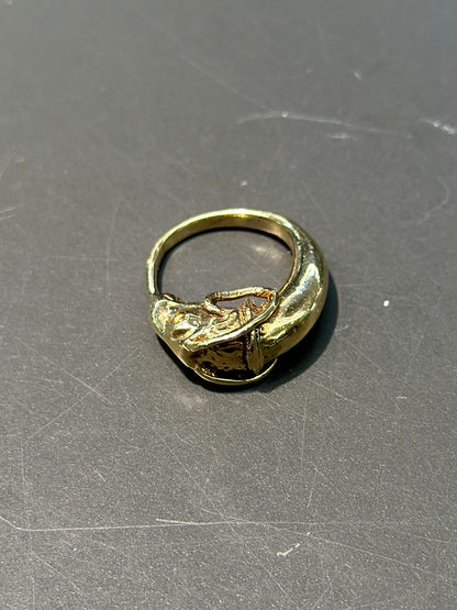 古董 14K 金公羊戒指