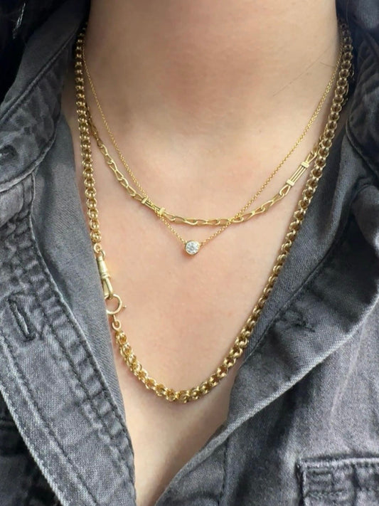 Vintage 18K Yellow Gold Fancy Link Necklace 16.5 inch