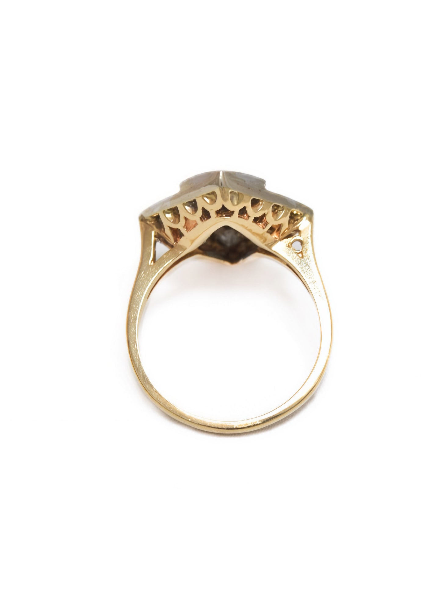 Art Deco 14K Two-Tone Gold 0.80 CTW Diamond Filigree Cocktail Ring