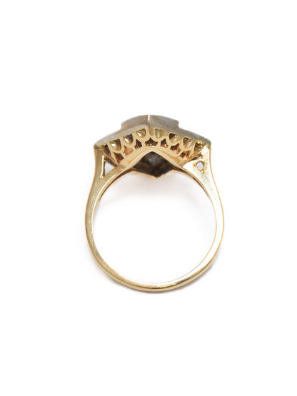 Art Deco 14K Two-Tone Gold 0.80 CTW Diamond Filigree Cocktail Ring