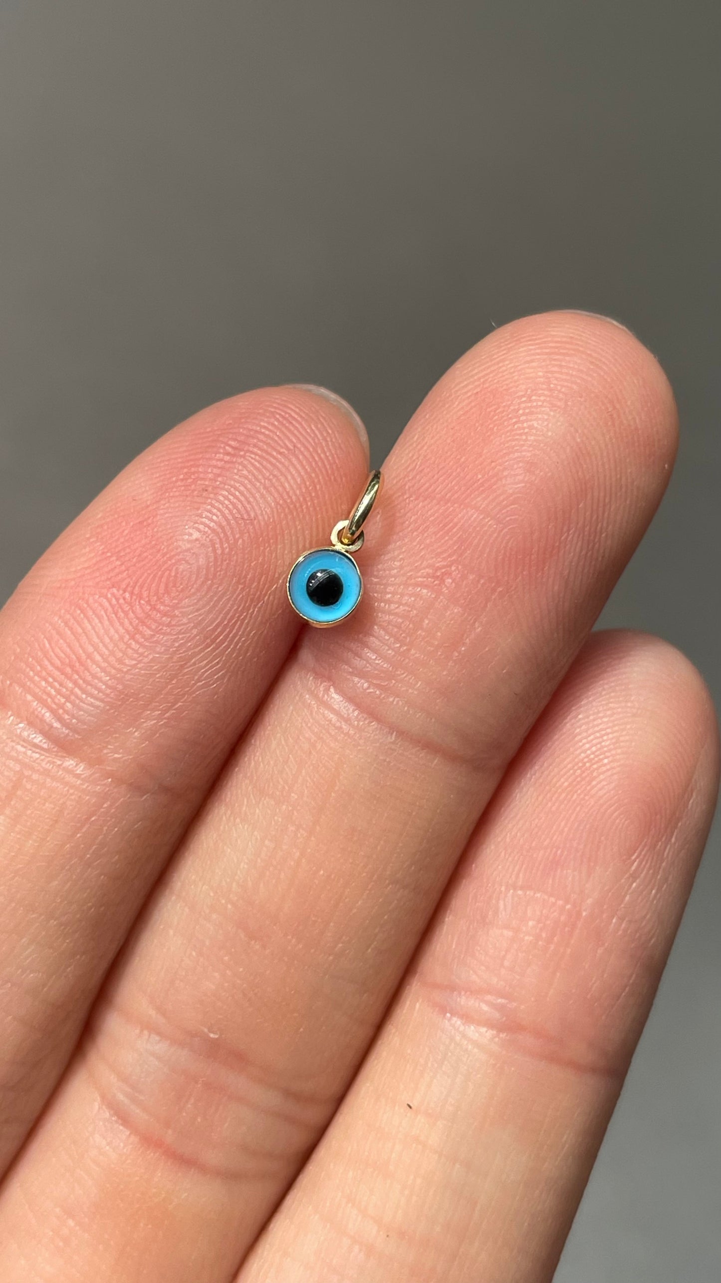 14K Yellow Gold Mini Evil Eye Charm Pendant