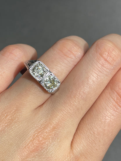 Antique Edwardian 18K Gold 1.64 CTW Diamond Toi Et Moi Ring