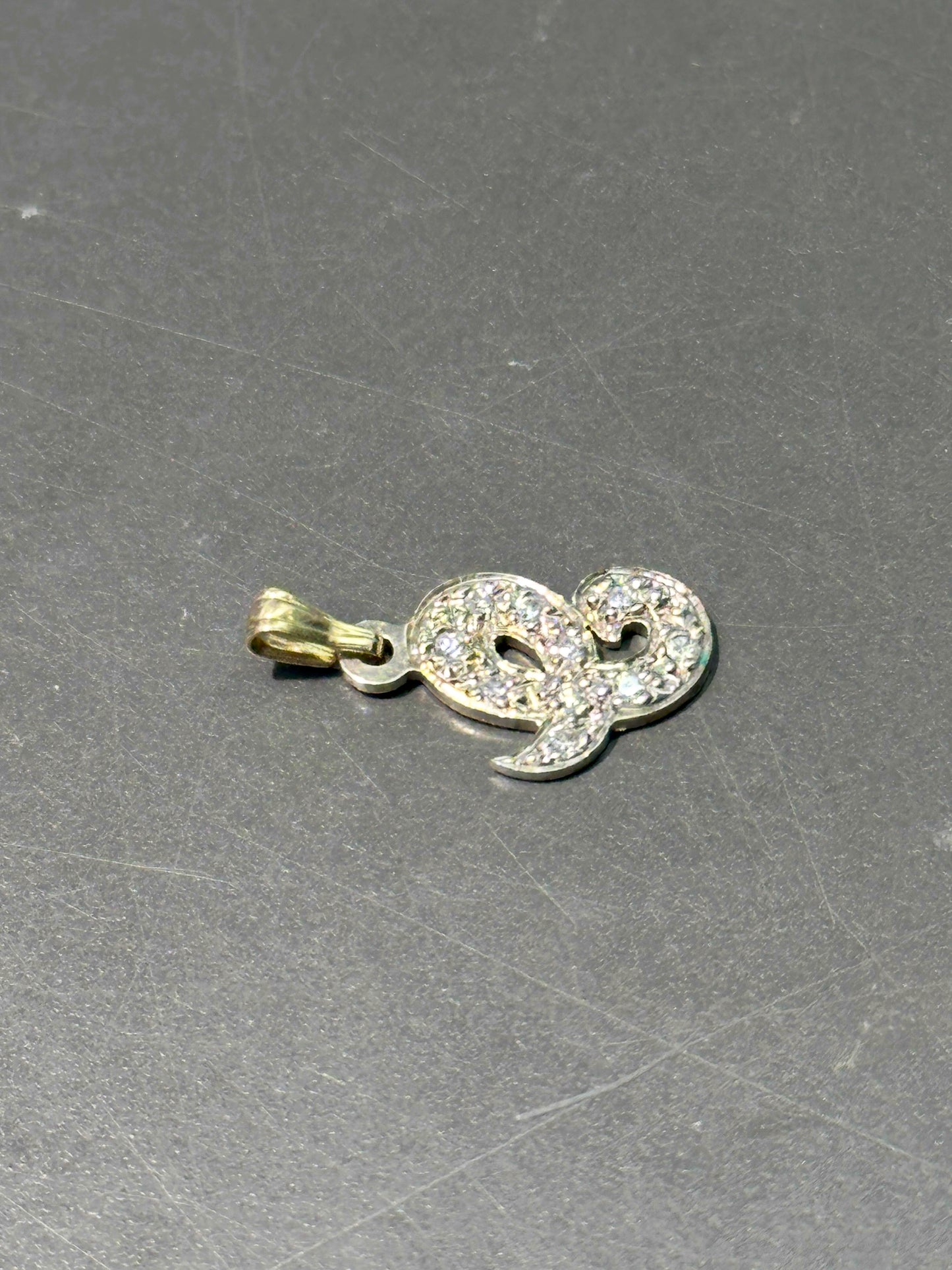 Vintage 14K Gold 0.20 CTW Diamond C/E Letter Charm