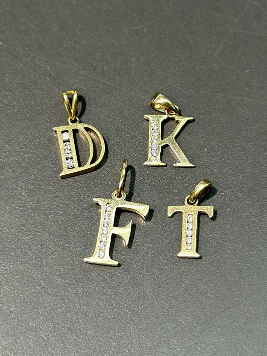 14K Gold Diamond Letter Charms