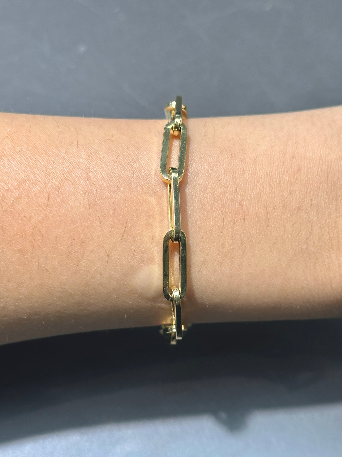 14K Gold Hollow Paper Clip Chain Bracelet