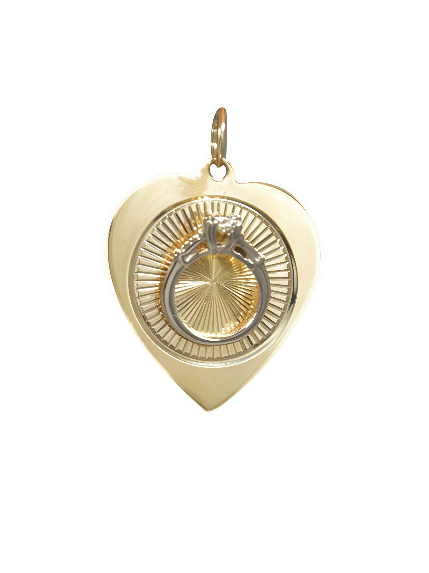 Vintage 14K Gold 0.06 CTW Diamond Ring Engine Turned Charm