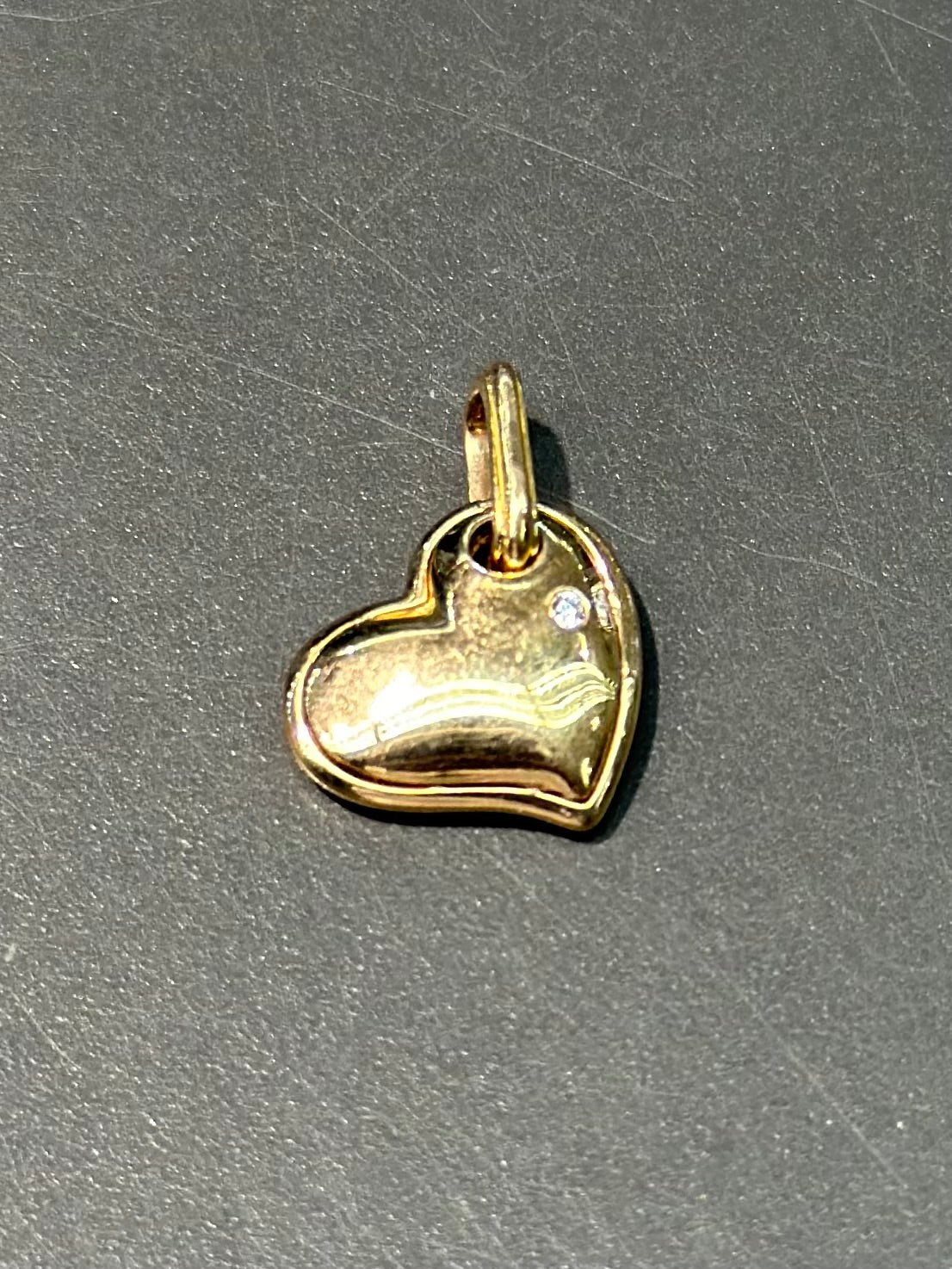复古 14K 金钻石蓬松心形吊坠