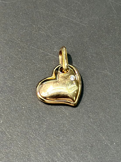 复古 14K 金钻石蓬松心形吊坠
