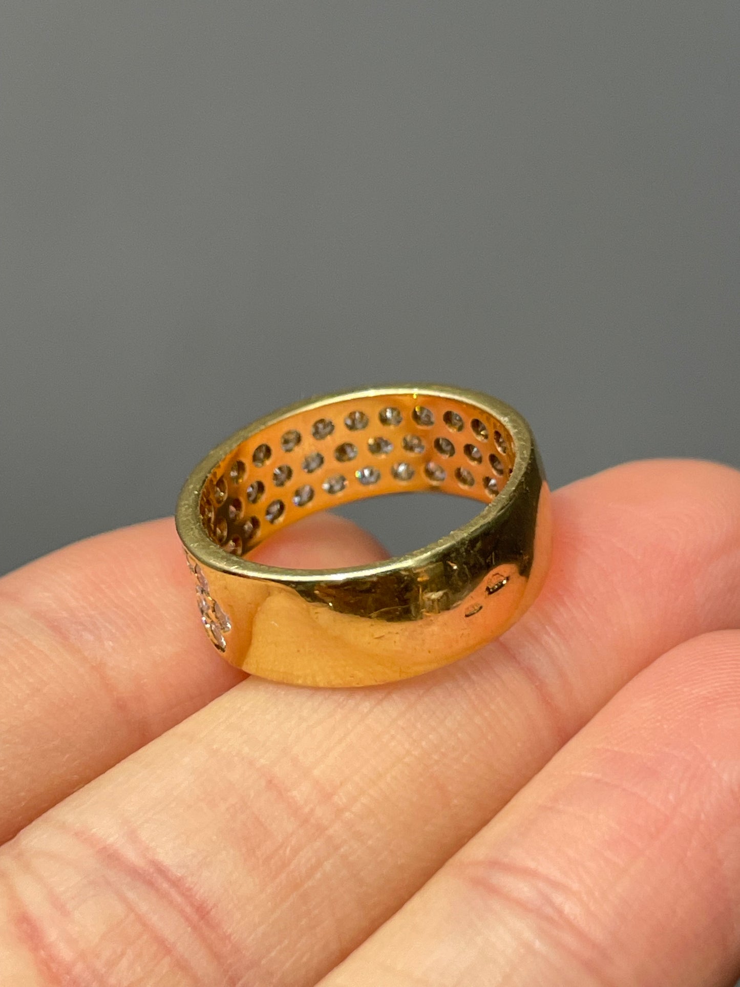 Vintage French 18K Gold 1.35 CTW Pave Set Diamond Ring