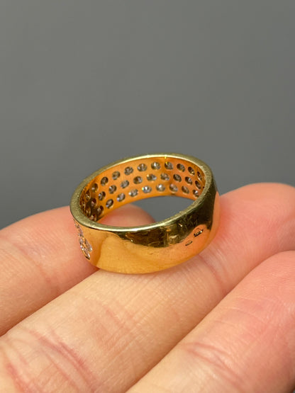 Vintage French 18K Gold 1.35 CTW Pave Set Diamond Ring