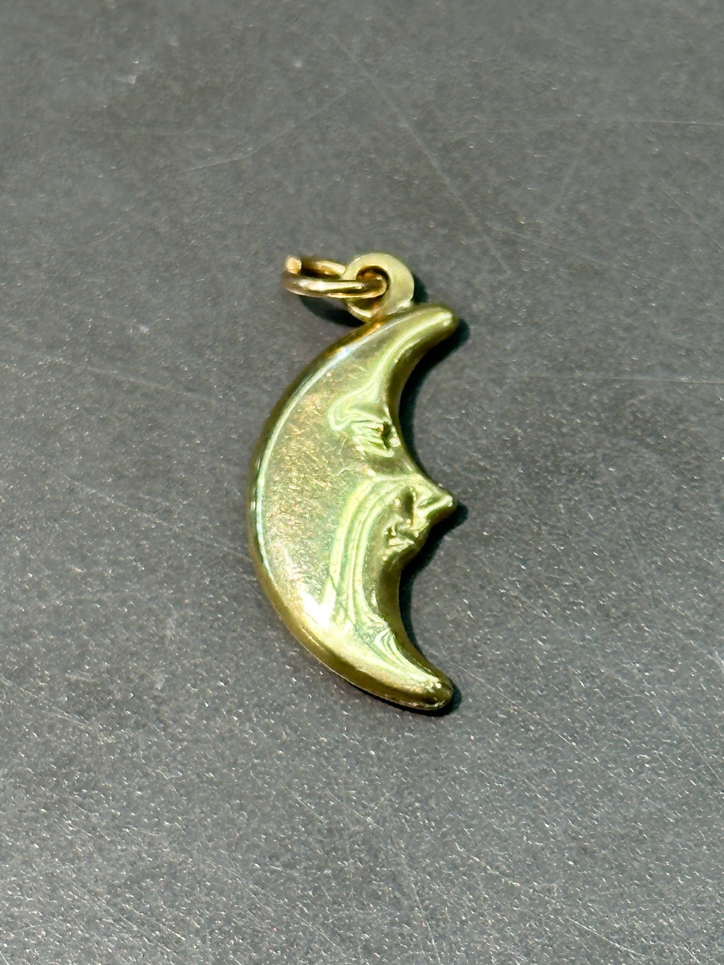 复古 14K 金新月吊饰