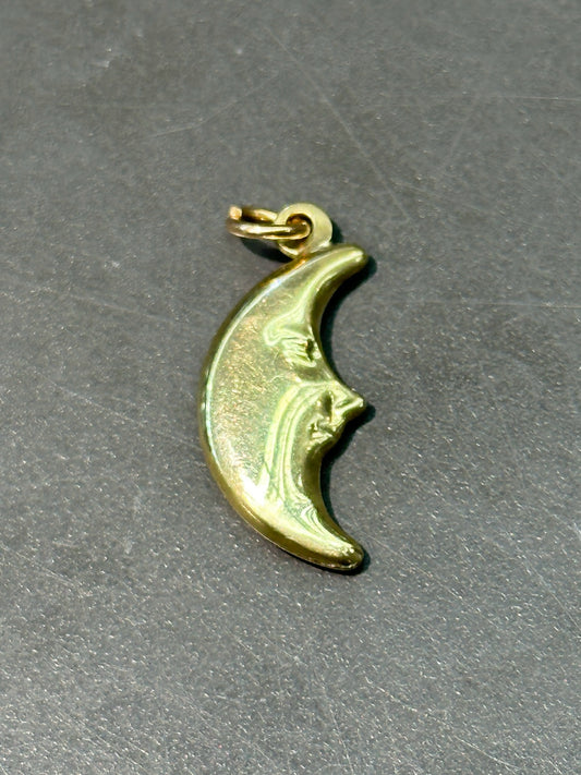 复古 14K 金新月吊饰