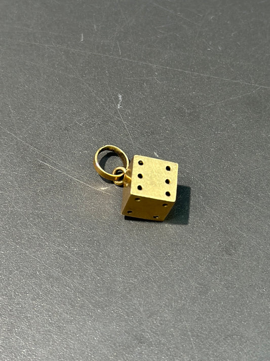 复古 18K 金骰子吊饰