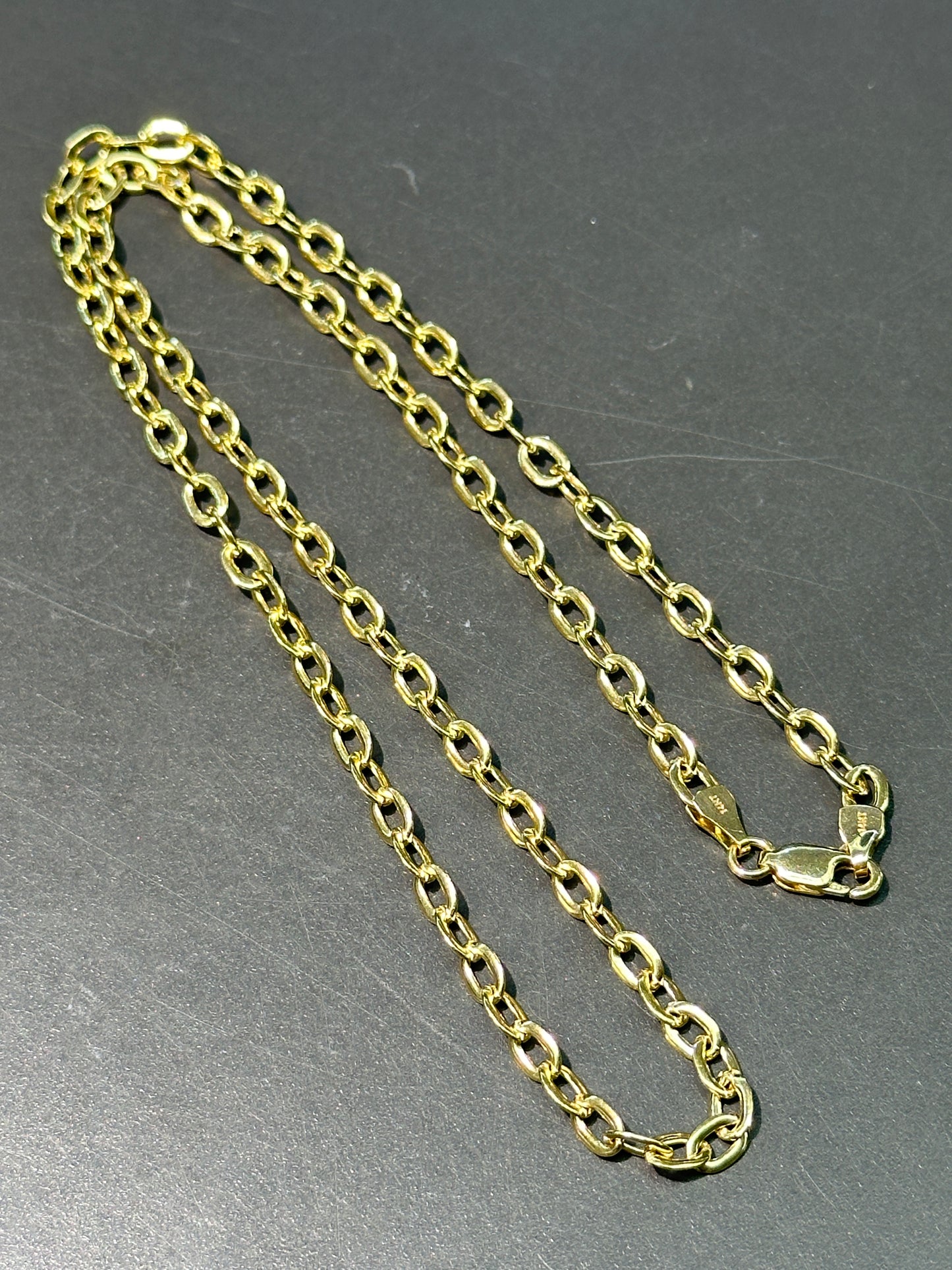 14K Gold Solid Flat Rollo Link Chain Necklace 18 inch