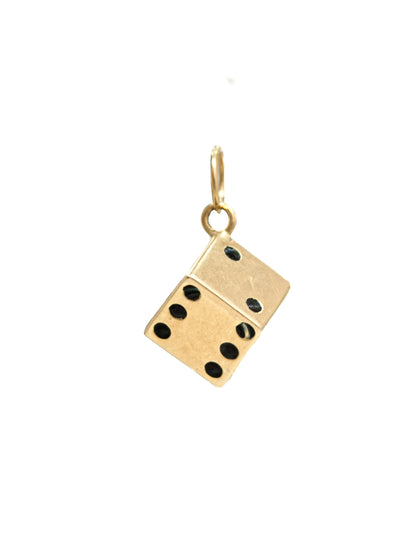 Vintage 14K Gold Enamel Dice Charm