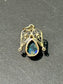 Art Nouveau 14K Gold Black Opal Diamond Filigree Charm