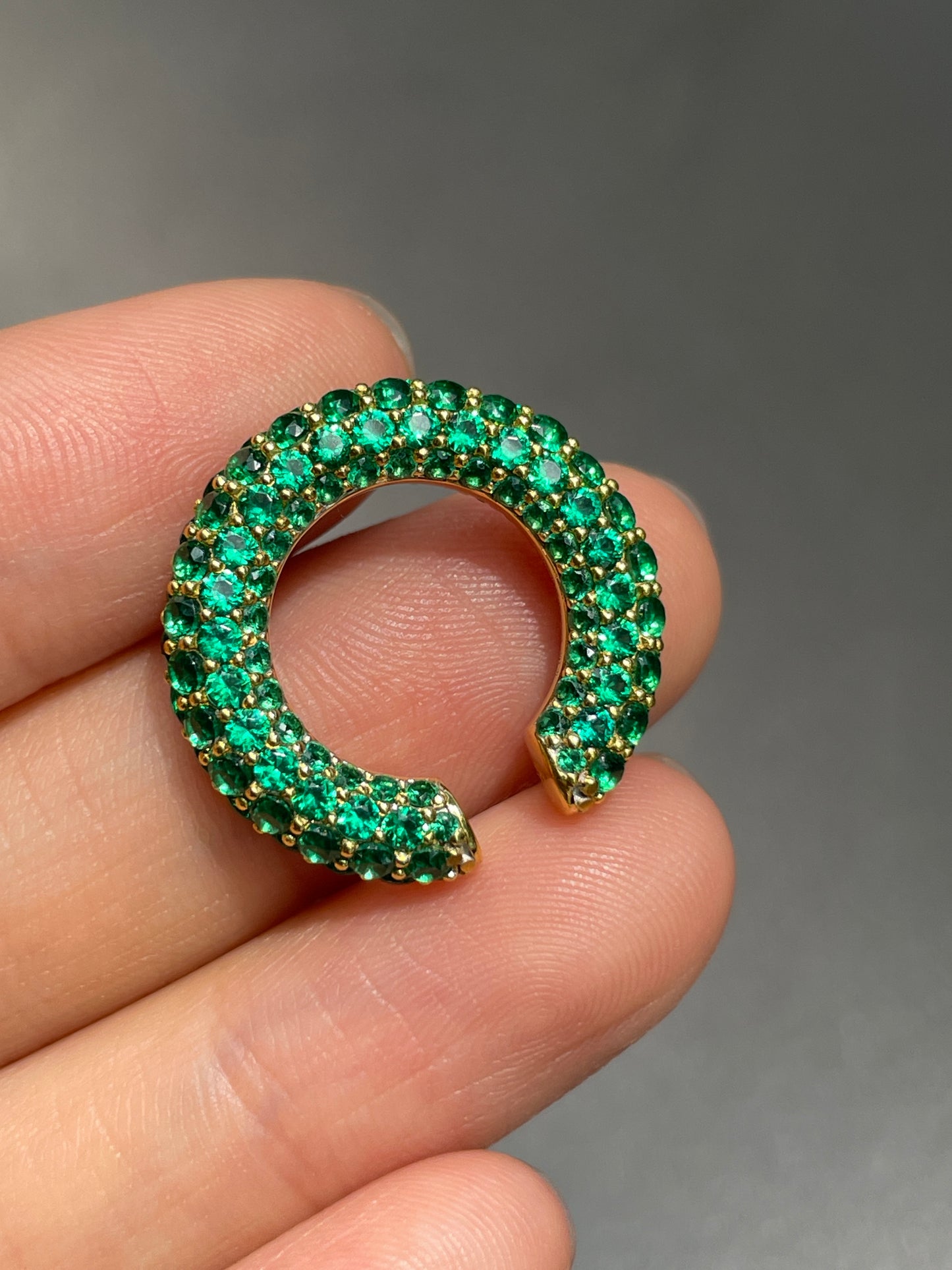 14K Gold Tsavorite Garnet Ear Cuff Earring