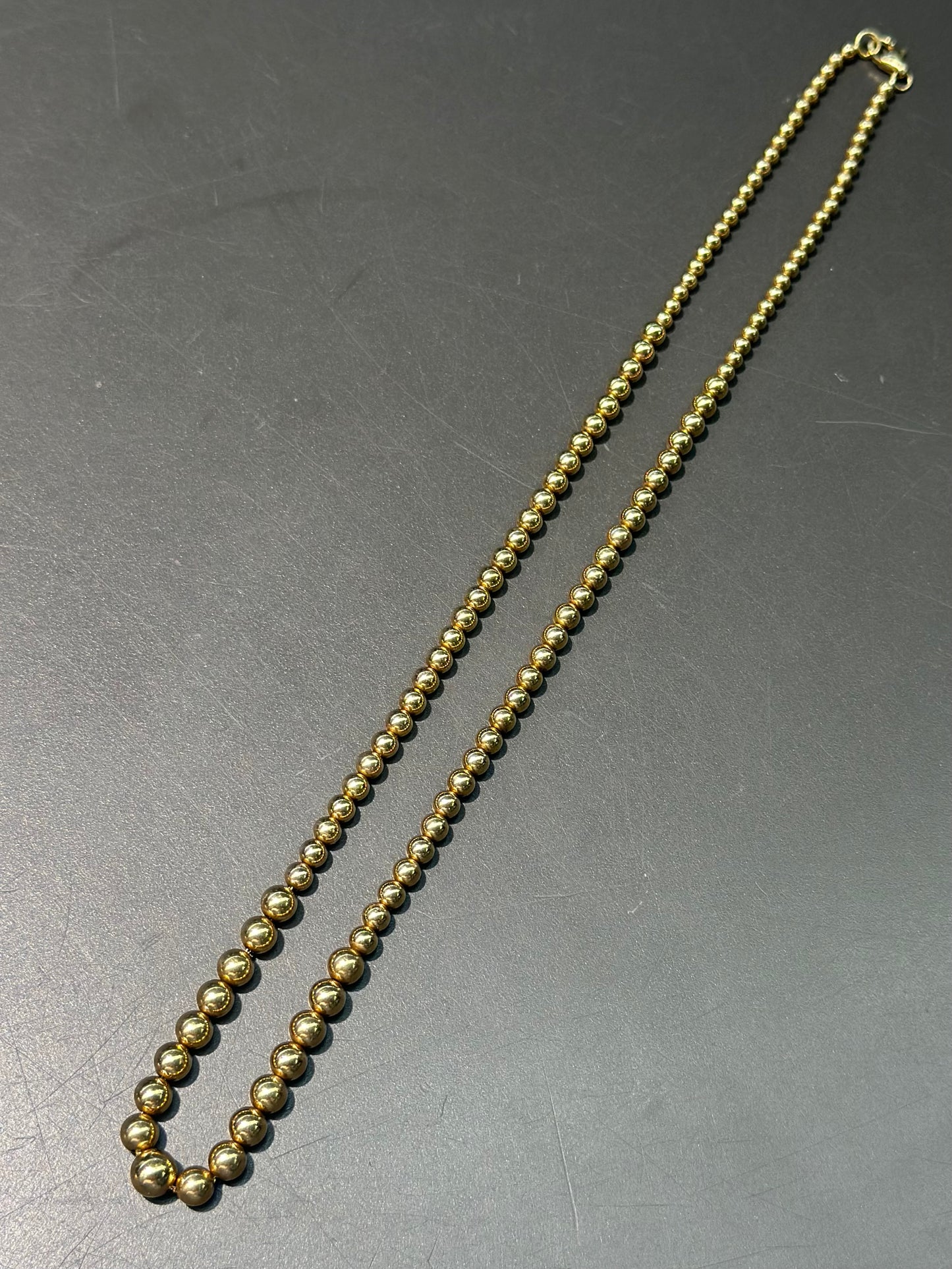 Vintage 14K Gold Graduated Bead Necklace 17.0 inch