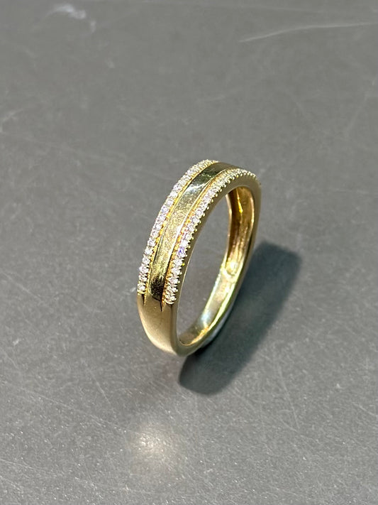 14K Gold Half Diamond Band Ring SZ 6