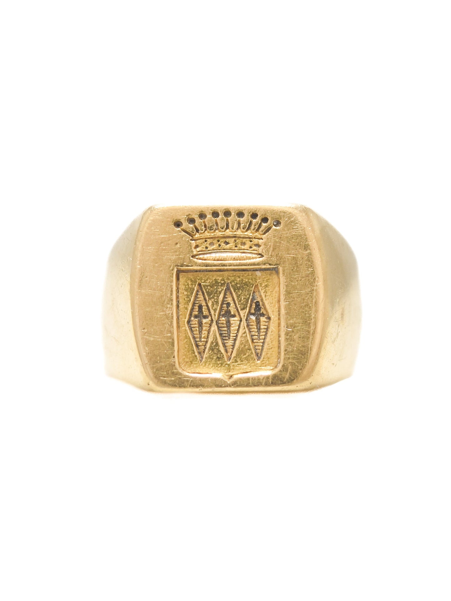 Vintage 18K Gold Crown Signet Intaglio Ring