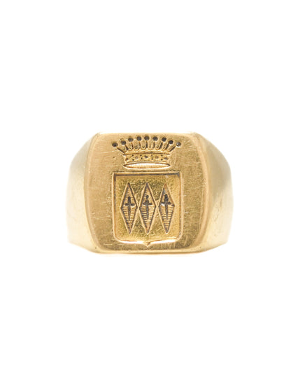 Vintage 18K Gold Crown Signet Intaglio Ring