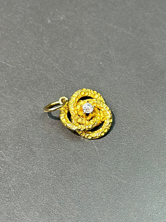 Antique 18K Gold Victorian Diamond Love Knot Charm