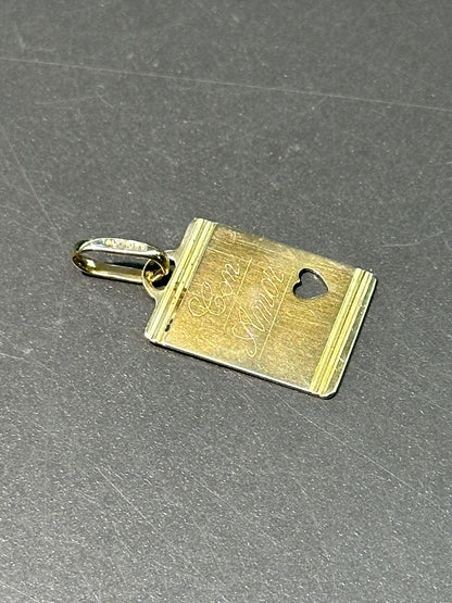 复古 14K 金“Con Amor”记事本吊饰