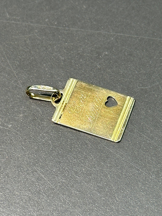 复古 14K 金“Con Amor”记事本吊饰