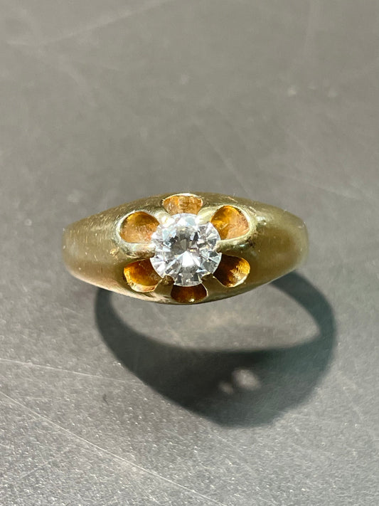 Vintage 14K Yellow Gold 0.60 CTW Diamond Belcher Ring SZ 8.5